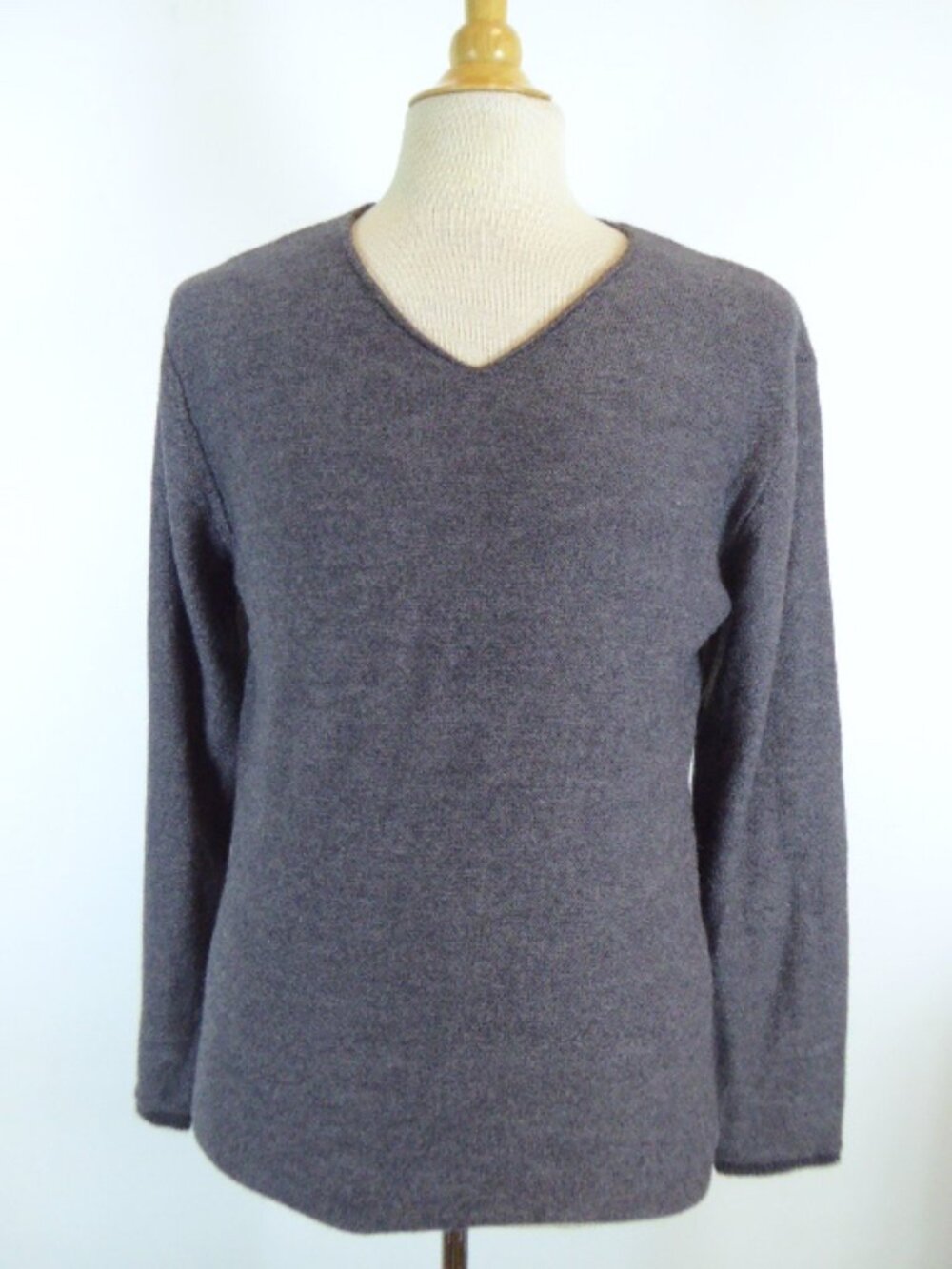 BALTHAZAR IALPACA Wool blend gray sweater made in Italy v neck BON MARCHE L NWT